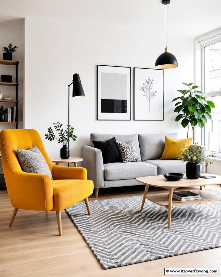 Yellow and Gray Furniture Pairings - 25 Yellow Living Room Ideas to Brighten Your Home