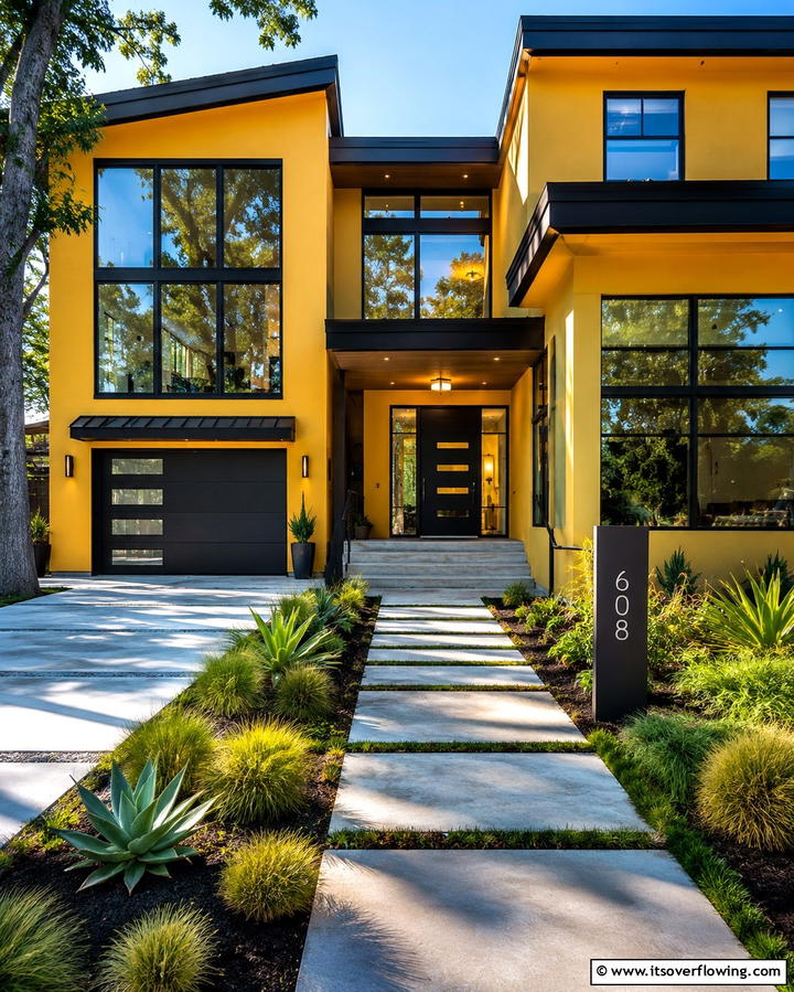 Yellow with Brick Elements - 25 Yellow Exterior Home Ideas for a Bright Look