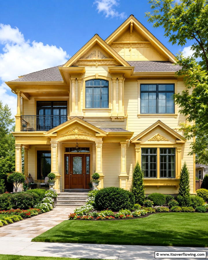 Yellow with White and Black Trim - 25 Yellow Exterior Home Ideas for a Bright Look