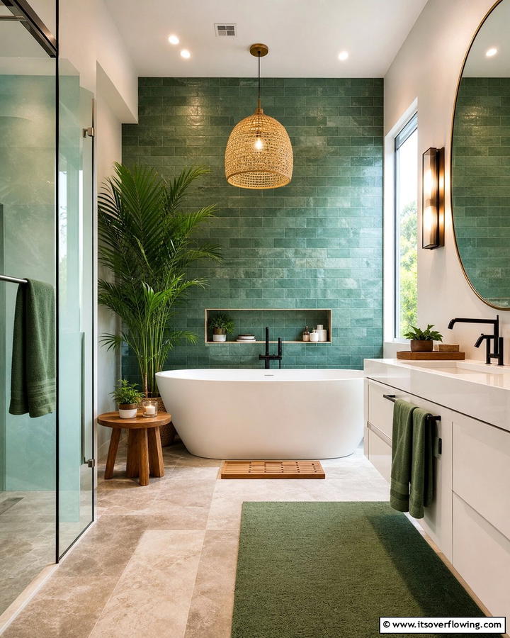 Zen Bathroom Oasis Accent - 21 Green Accent Wall Ideas for Bold and Serene Interiors