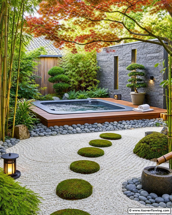 Zen Garden Elements - 20 Hot Tub Landscaping Ideas for a Relaxing Retreat