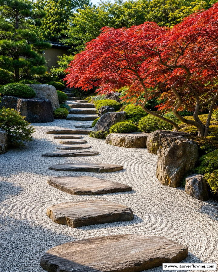 Zen Garden Path - 25 Flagstone Steps Ideas for Your Outdoor Pathway