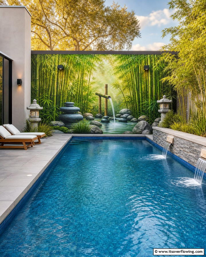 Zen Garden Reflection - 20 Pool Mural Ideas to Enhance Your Backyard Oasis