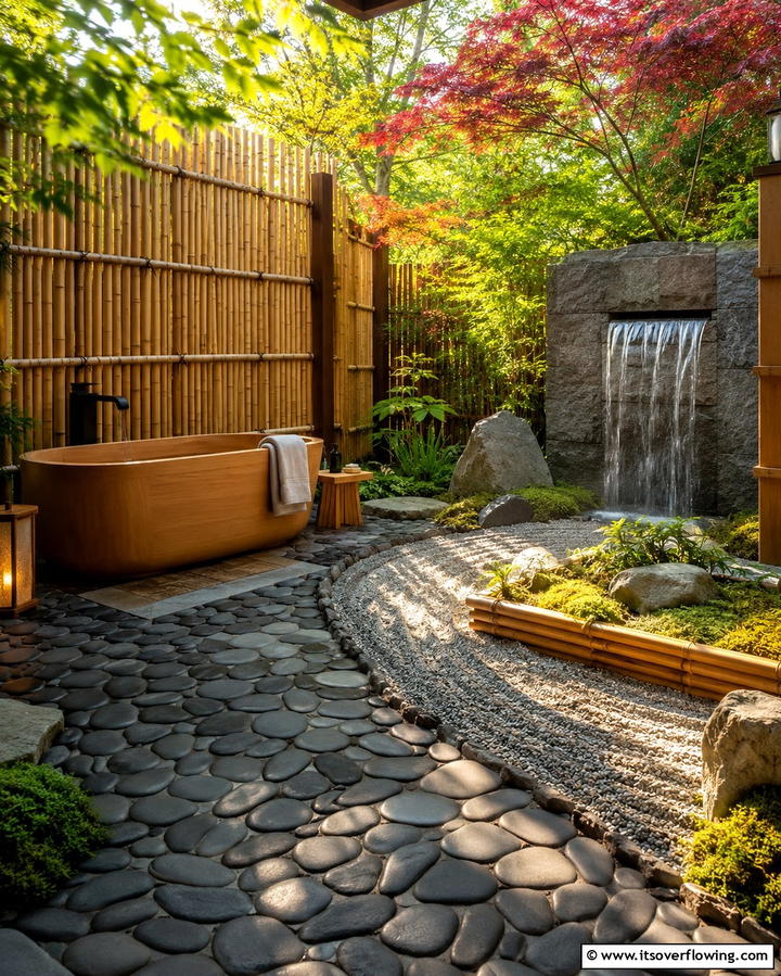 Zen Garden Sanctuary - 30 Outdoor Bathroom Ideas for a Luxurious Backyard Oasis
