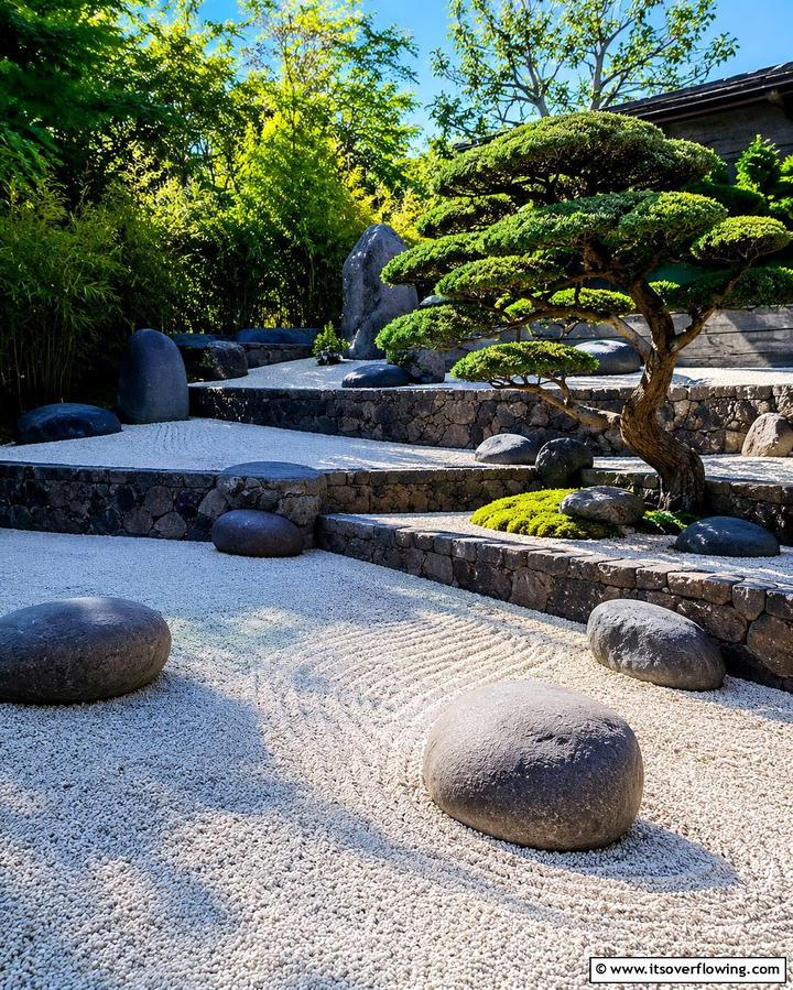 Zen Garden Terraces - 25 Terraced Garden Ideas for Sloped Landscapes