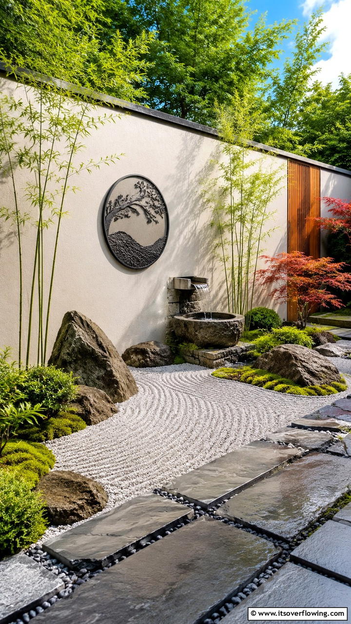 Zen Garden Wall - 30 Garden Wall Ideas for Vertical Planting and Privacy Screens