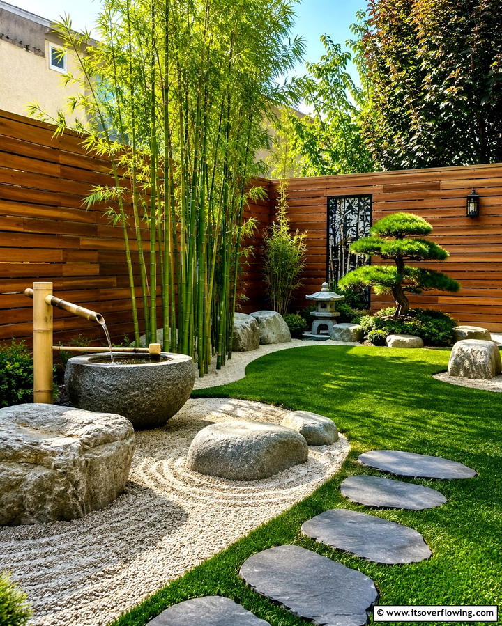 Zen Garden with Turf - 25 Backyard Turf Ideas for a Low-Maintenance Lawn