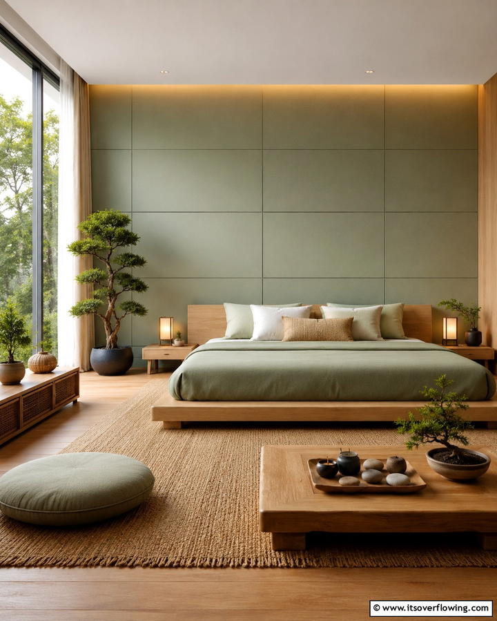 Zen Green Paneling - 30 Green Panelling Ideas for a Serene Bedroom
