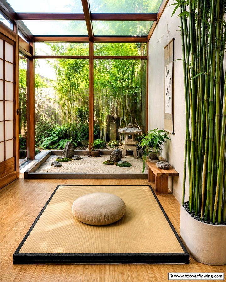 Zen Greenhouse Meditation Space - 25 Greenhouse Room Ideas for a Plant Lover’s Paradise