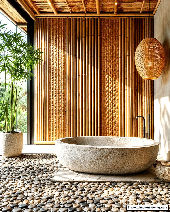 Zen Inspired Bamboo Panels - 30 Stunning Bathroom Wall Ideas to Elevate Your Space