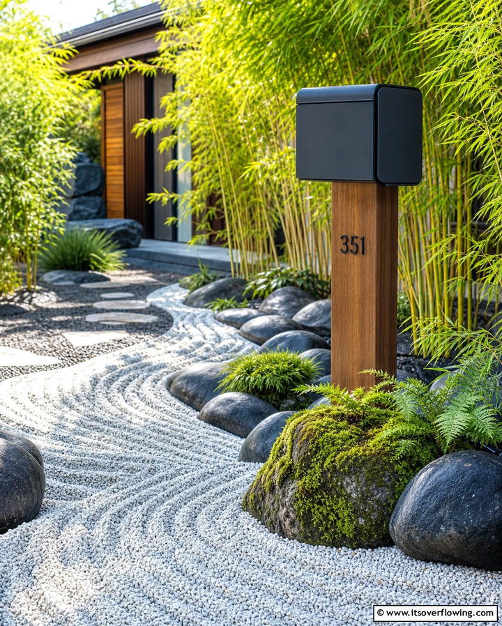 Zen Inspired Gravel Garden - 30 Creative Mailbox Landscaping Ideas for Curb Appeal