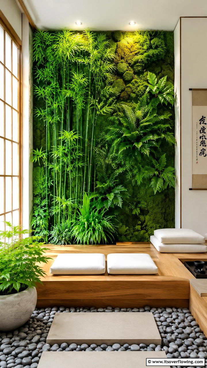 Zen Inspired Green Wall - 21 Space-Saving Vertical Garden Ideas for Urban Living