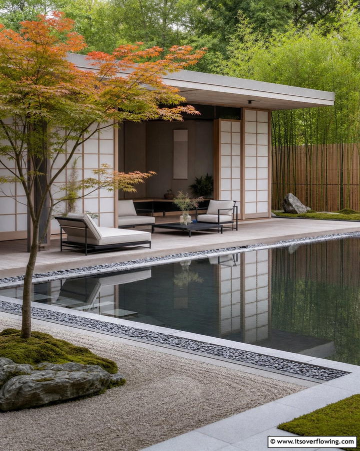 Zen Inspired Pool House - 21 Pool House Concepts for Stylish Backyard Escapes & Storage