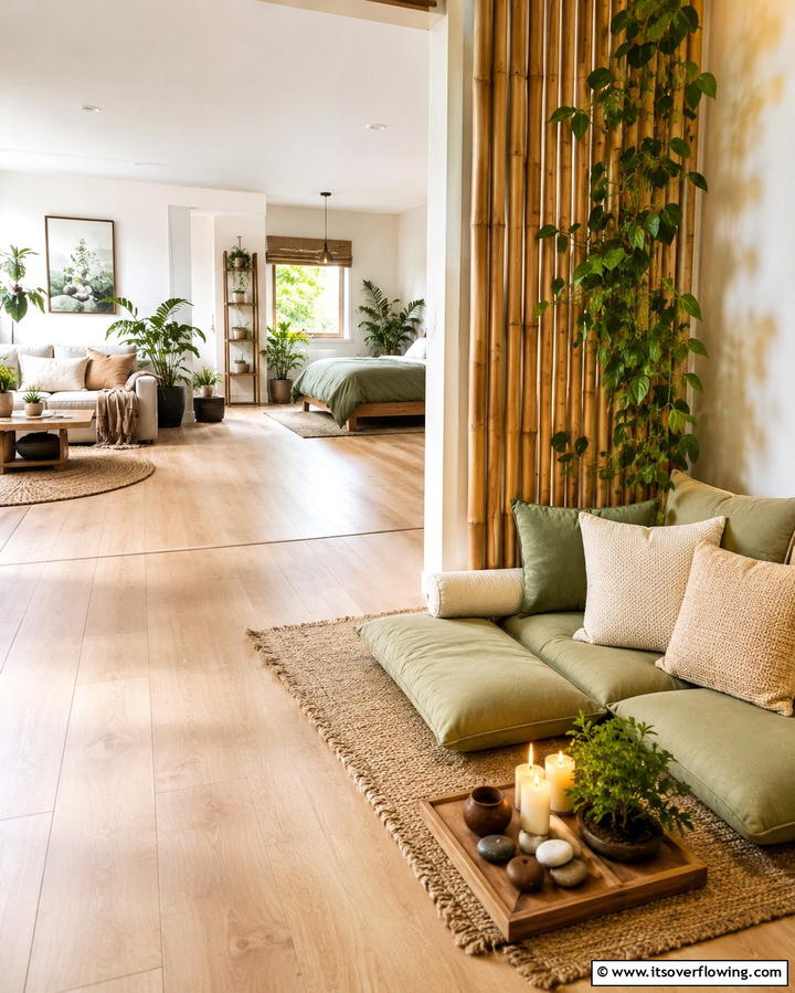 Zen Inspired Relaxation Corners - 30 Studio Apartment Ideas to Maximize Small Space Efficiency