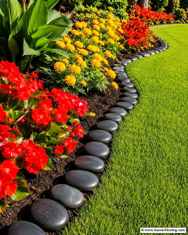 Zen Inspired Rock Garden - 30 Natural Black River Rock Landscaping Ideas for Texture