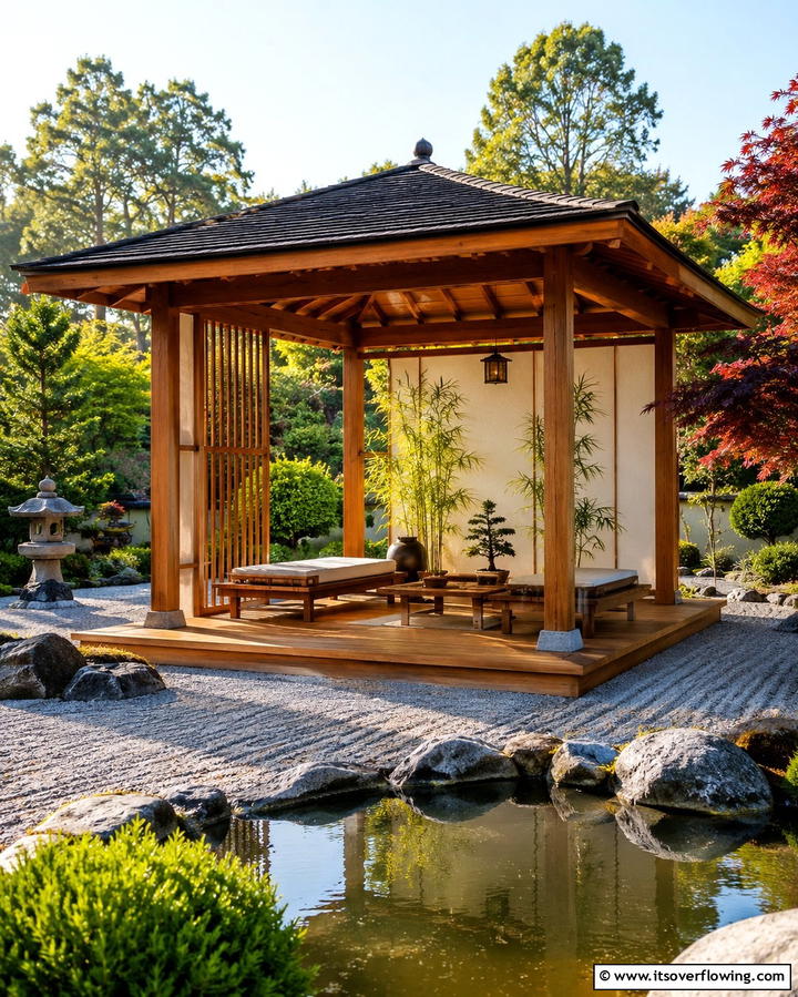 Zen Inspired Sanctuary - 30 Backyard Gazebo Ideas for Outdoor Entertaining