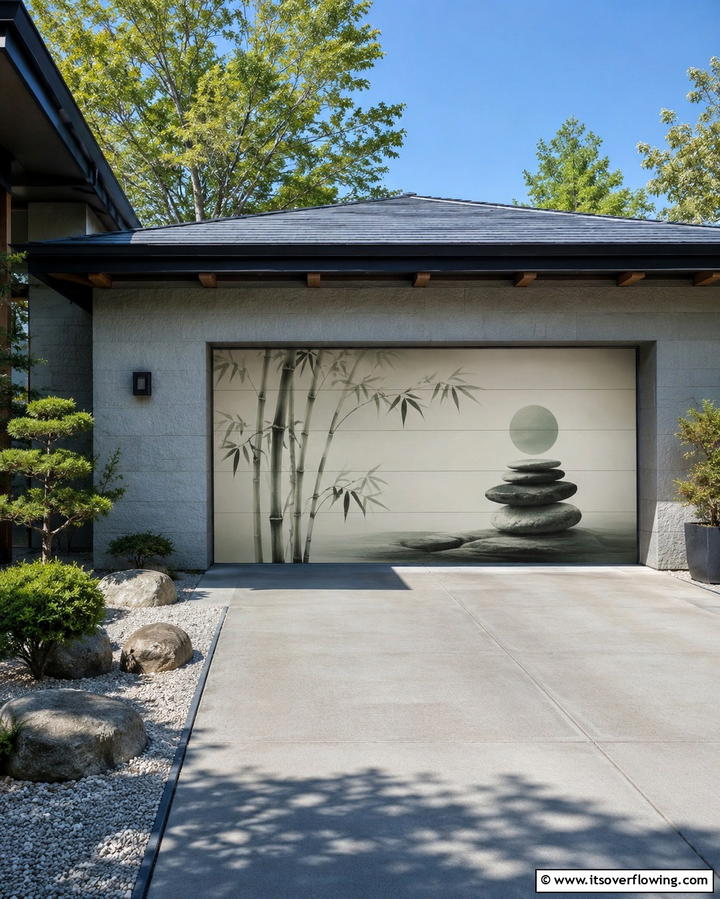 Zen Inspired Tranquility - 30 Garage Door Mural Ideas for Creative Curb Appeal