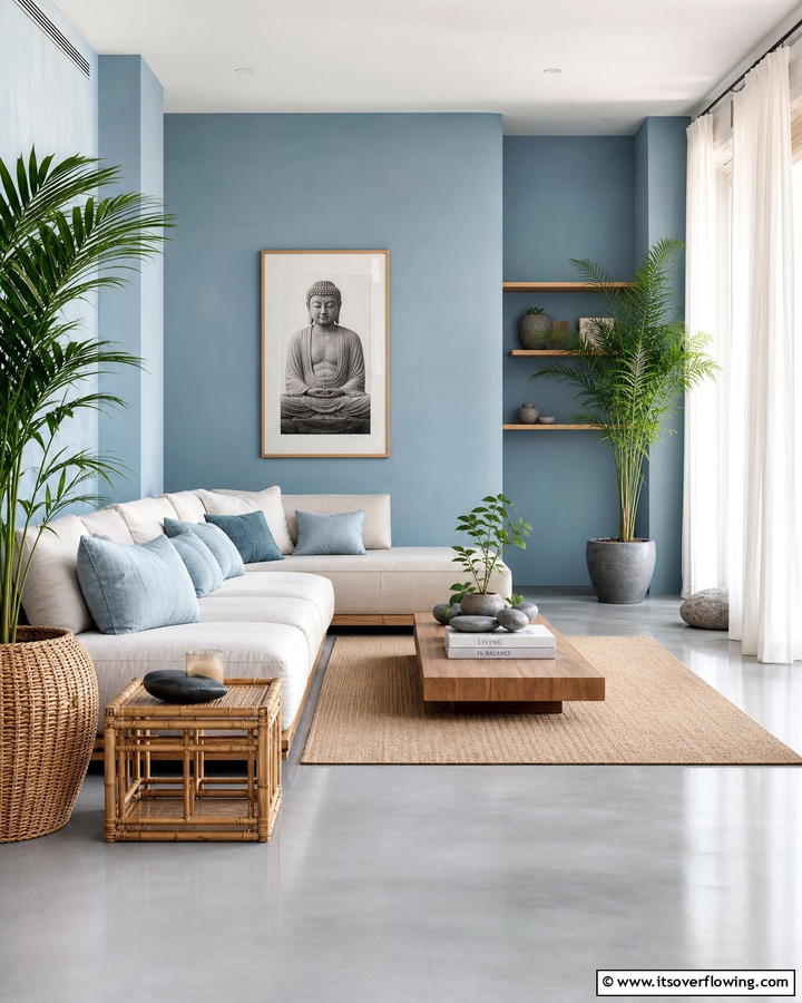 Zen Retreat - 20 Grey Floor Living Room with Blue Walls Ideas