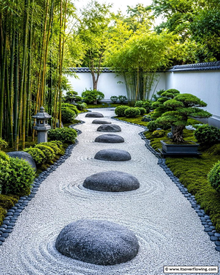 Zen Rock Garden Path - 30 Rock Walkway Ideas to Elevate Your Garden Design
