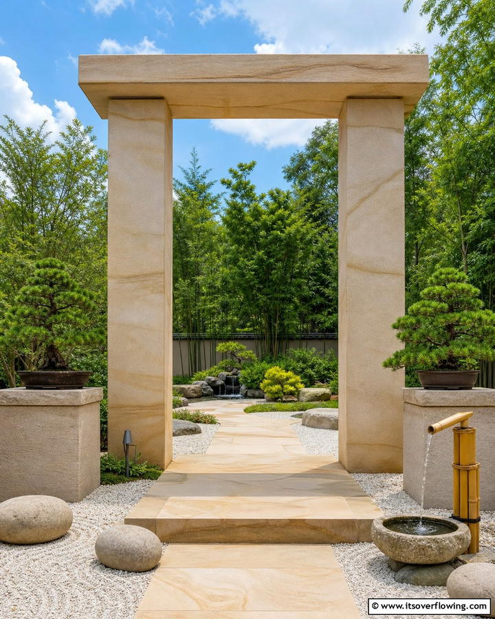 Zen Sandstone Gate - 20 Japanese Garden Gate Design Ideas for a Zen Space