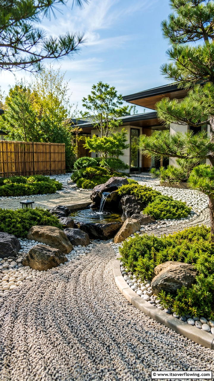 Zen inspired Evergreen Oasis - 30 Front Yard Evergreen Landscaping Ideas for Year-Round Beauty