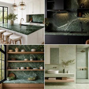 20 Green Marble Countertop Design Ideas for Kitchens