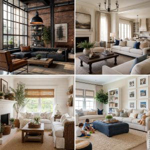 20 Grey Floor Living Room with Blue Walls Ideas