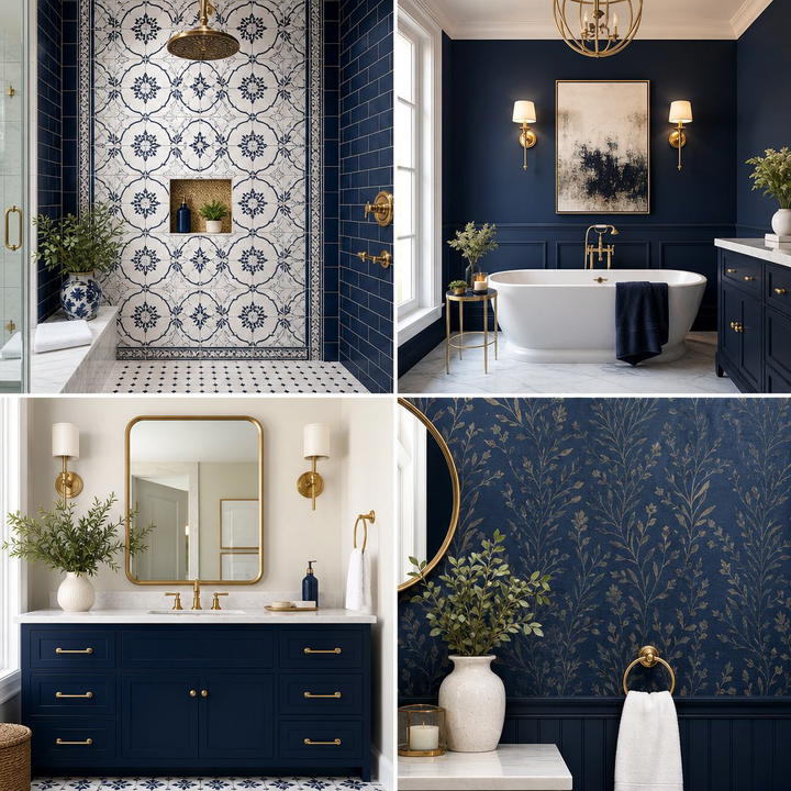 20 Navy Blue Powder Room Ideas for a Chic Look