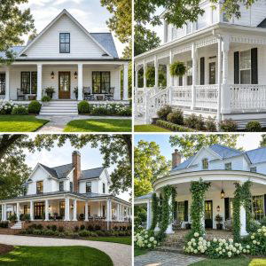 20 White Farmhouse With Wrap-around Porch Ideas