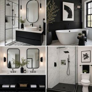 21 Classic Black and White Bathroom Designs for Contrast