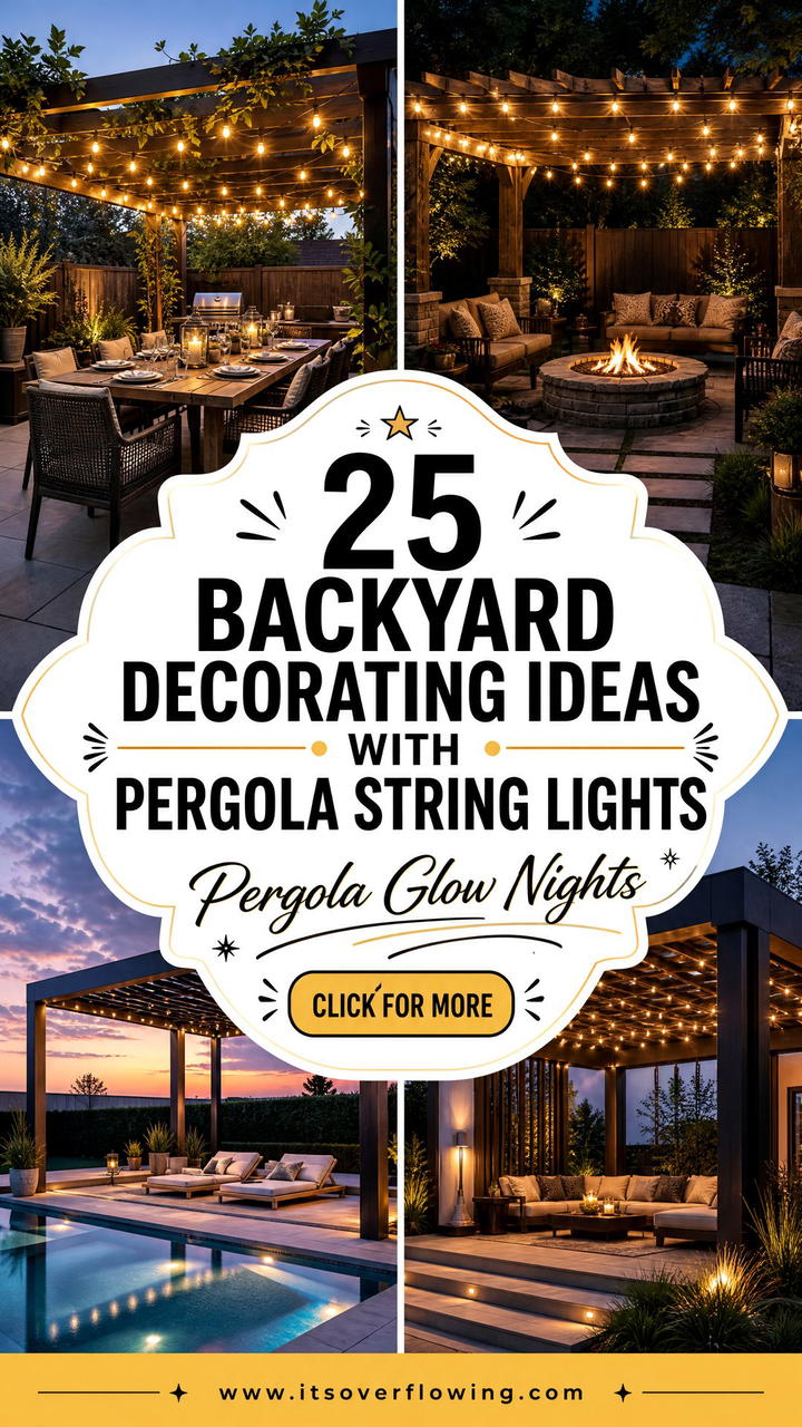25 Backyard Decorating Ideas With Pergola String Lights To Glow - 25 Backyard Decorating Ideas With Pergola String Lights To Glow