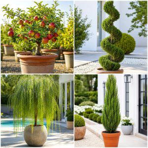 25 Backyard Decorating Ideas With Potted Trees For Lush Style