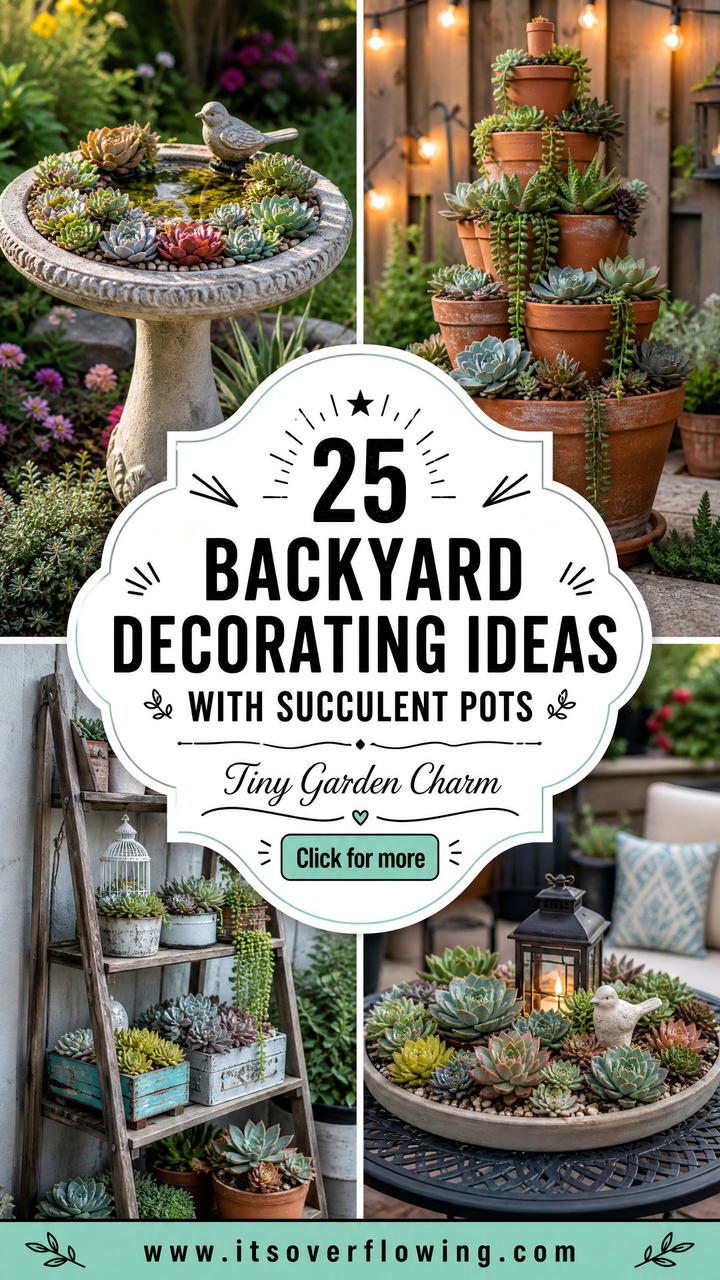 25 Backyard Decorating Ideas With Succulent Pots For Charm - 25 Backyard Decorating Ideas With Succulent Pots For Charm