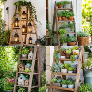 25 Backyard Decorating Ideas With Vintage Ladders