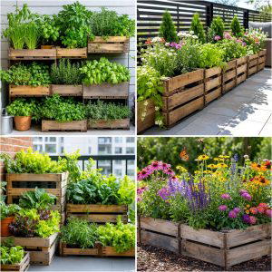 25 Backyard Ideas With Crate Planters for Fresh Style