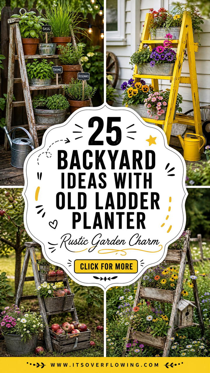 25 Backyard Ideas With Old Ladder Planter for Rustic Charm - 25 Backyard Ideas With Old Ladder Planter for Rustic Charm