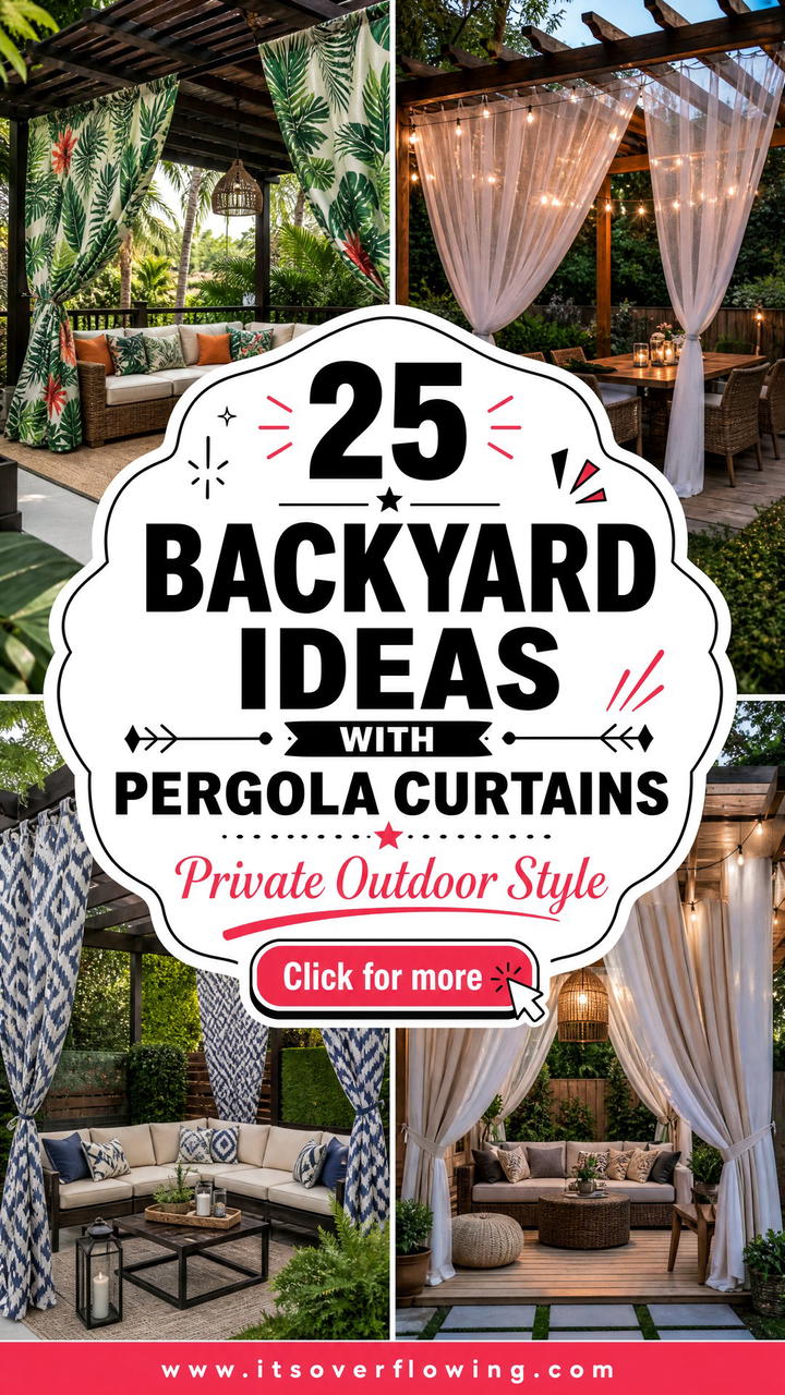 25 Backyard Ideas With Pergola Curtains for Private Outdoor Style - 25 Backyard Ideas With Pergola Curtains for Private Outdoor Style