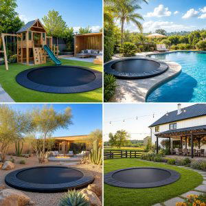 25 Backyard Ideas With Trampoline Zone For Kid-Friendly Fun