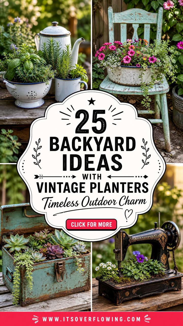 25 Backyard Ideas With Vintage Planters For Timeless Charm - 25 Backyard Ideas With Vintage Planters For Timeless Charm