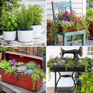 25 Backyard Ideas With Vintage Planters For Timeless Charm