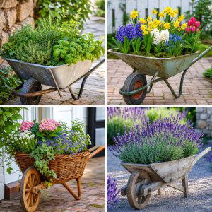 25 Backyard Ideas With Wheelbarrow Planter For Rustic Style