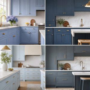 25 Blue Kitchen Cabinets With Gold Hardware for a Luxe Look