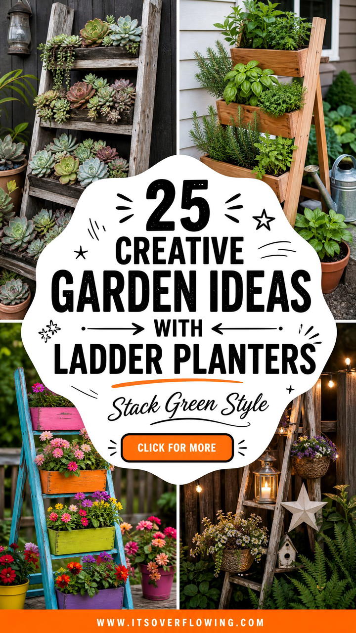 25 Creative Garden Ideas With Ladder Planters - 25 Creative Garden Ideas With Ladder Planters