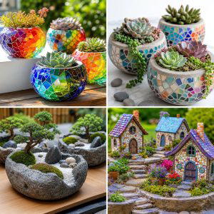 25 Creative Garden Ideas With Mosaic Planters to Brighten Pots