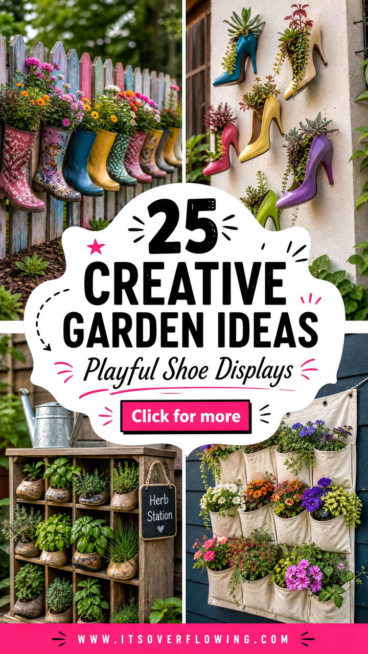25 Creative Garden Ideas With Shoe Planter Wall Displays - 25 Creative Garden Ideas With Shoe Planter Wall Displays