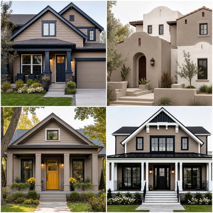 25 Exterior Taupe House Color Combinations for Modern Homes