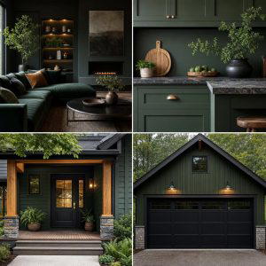 25 Forest Green House With Black Trim Ideas- Bold and Modern