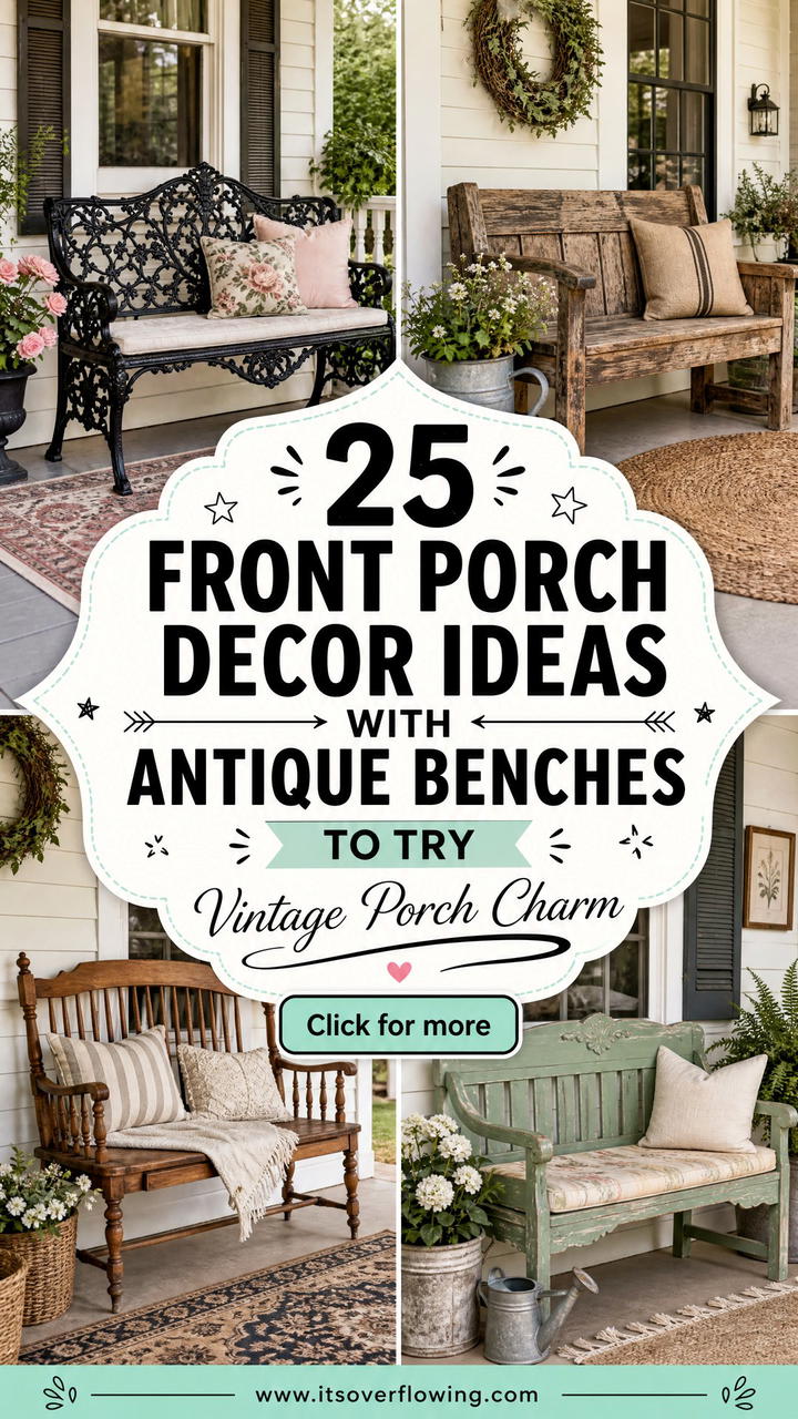 25 Front Porch Decor Ideas With Antique Benches to Try - 25 Front Porch Decor Ideas With Antique Benches to Try