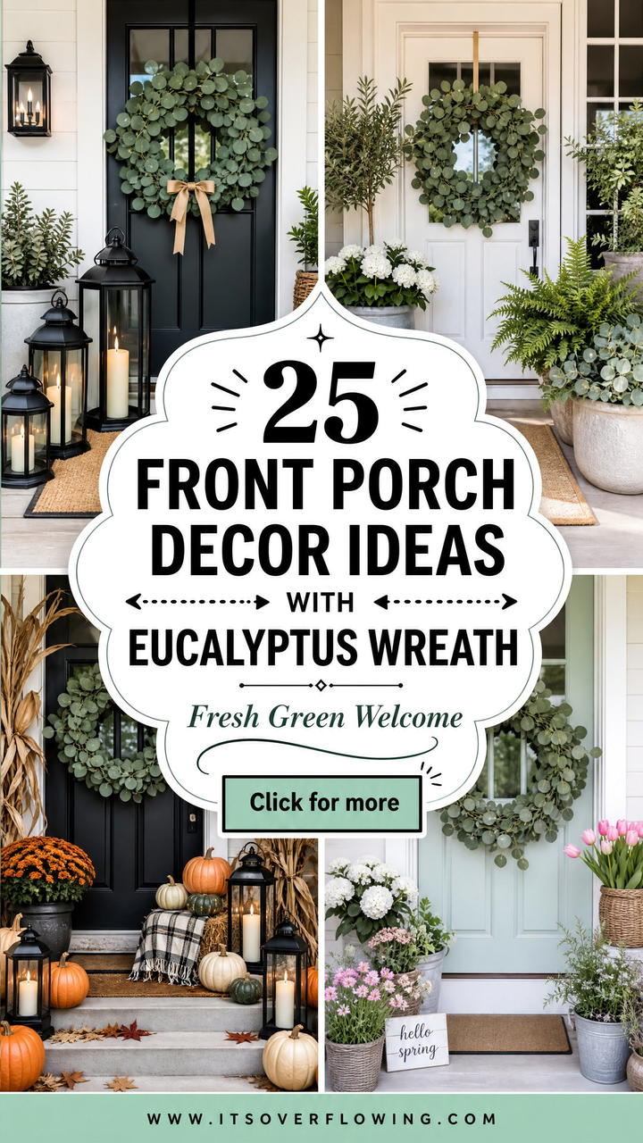 25 Front Porch Decor Ideas With Eucalyptus Wreath - 25 Front Porch Decor Ideas With Eucalyptus Wreath