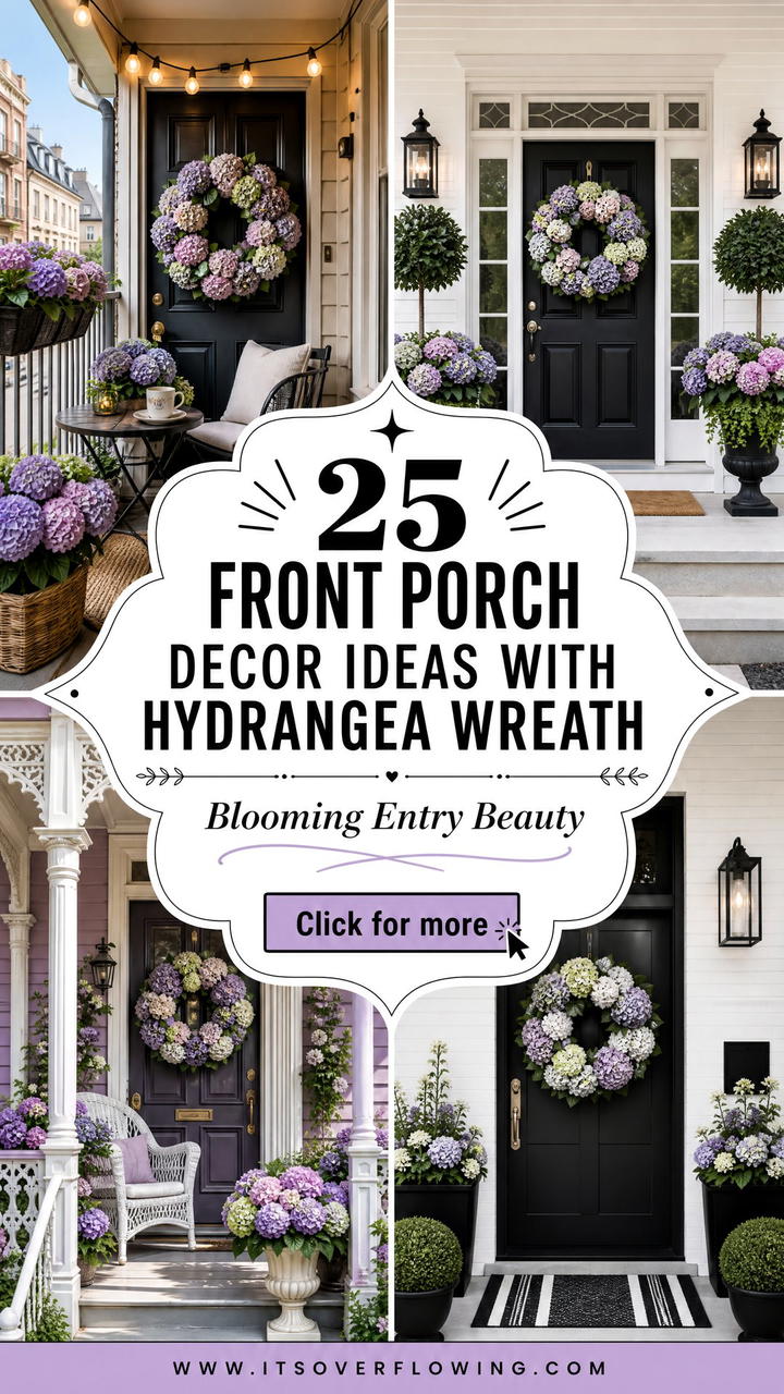 25 Front Porch Decor Ideas With Hydrangea Wreath - 25 Front Porch Decor Ideas With Hydrangea Wreath
